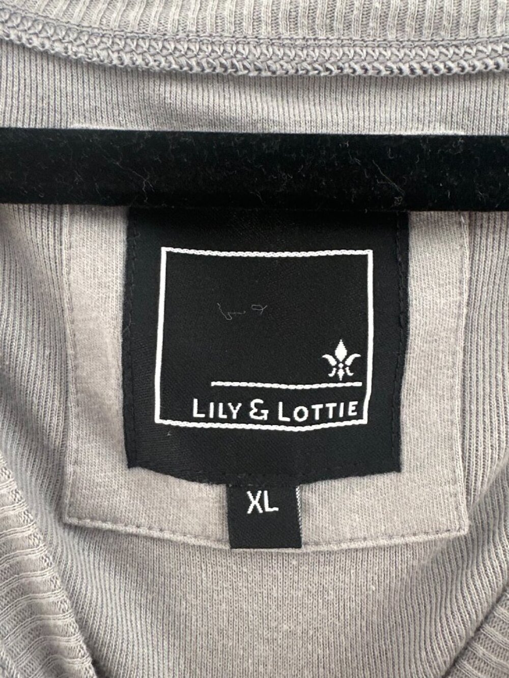 Lily and Lottie Alex Fitted Ribbed Top Clean Girl Minimalist Grey XL 100% Cotton